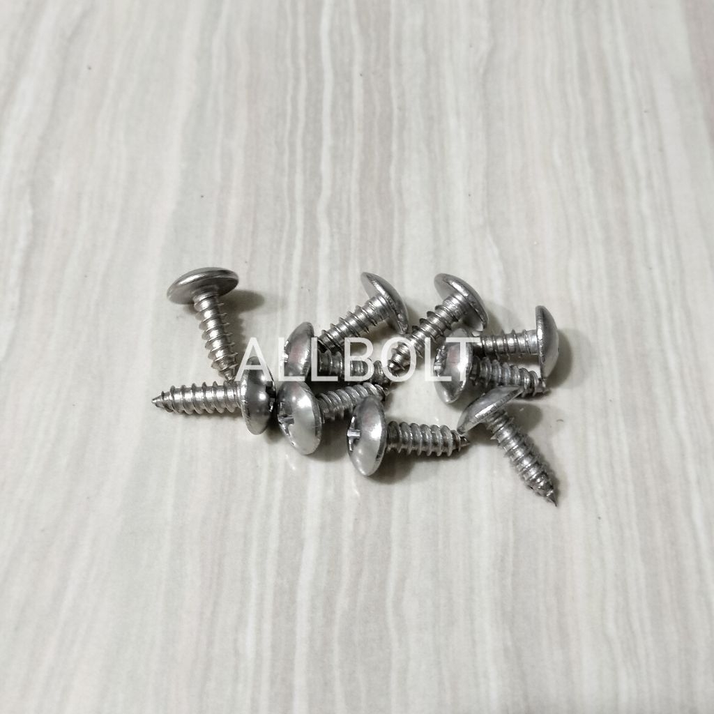 (paket 10biji) baut body skrup ulir 5 x 16 stainless antikarat