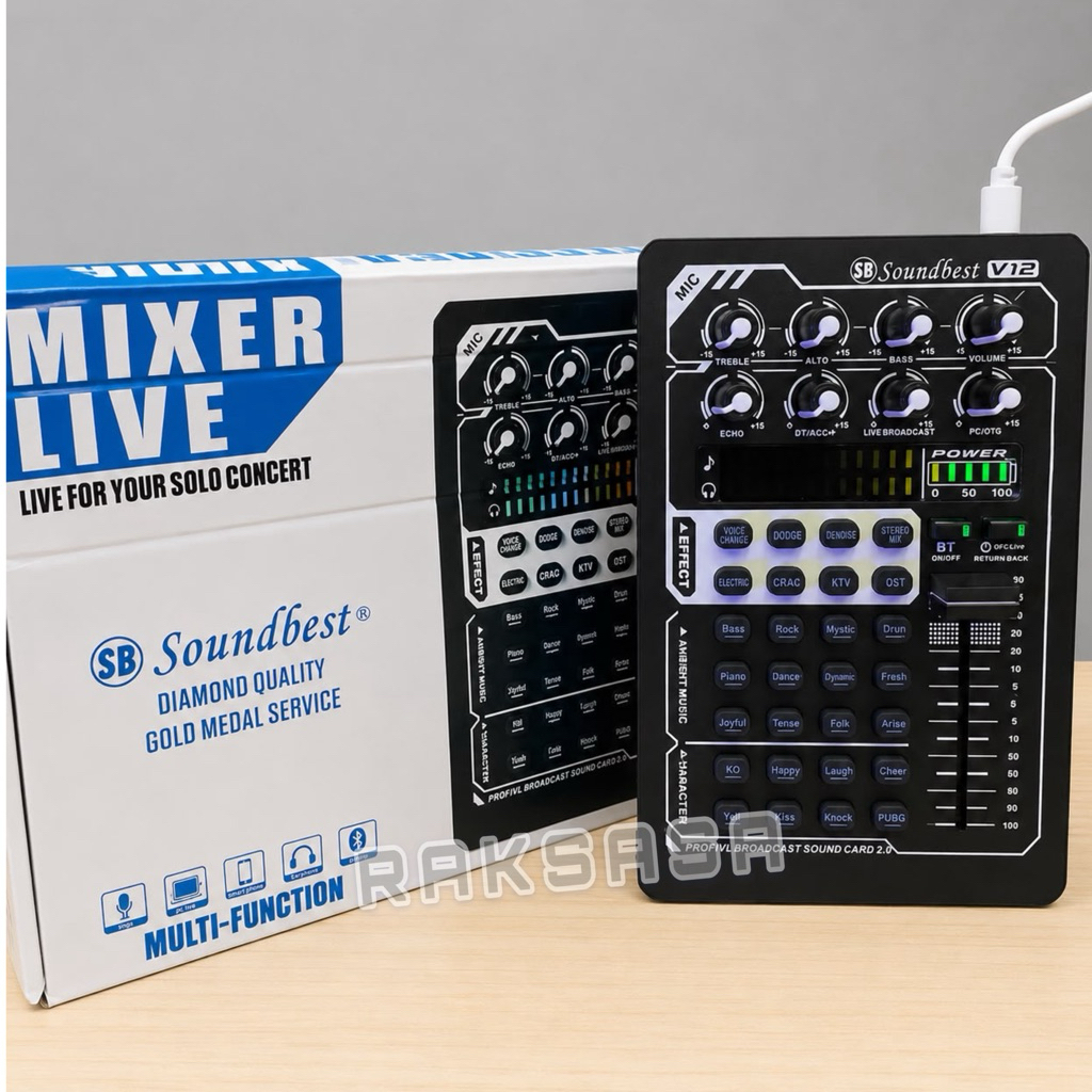 SOUNDCARD SOUNDBEST V12 LIVE MIXER STERAMING ORIGINAL V12 SOUNDBEST