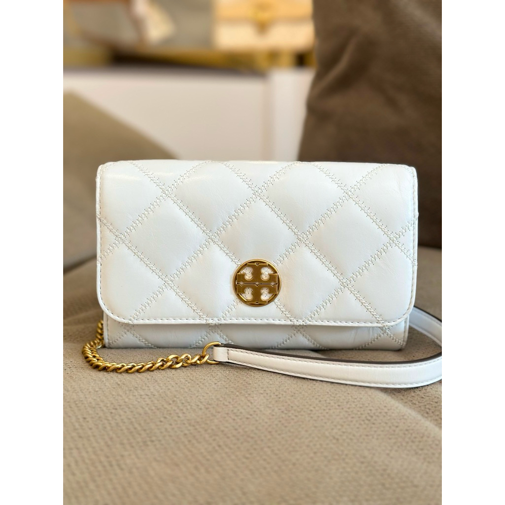 LUNALITA BOUTIQUE Willa Glazed Chain Wallet Blanc