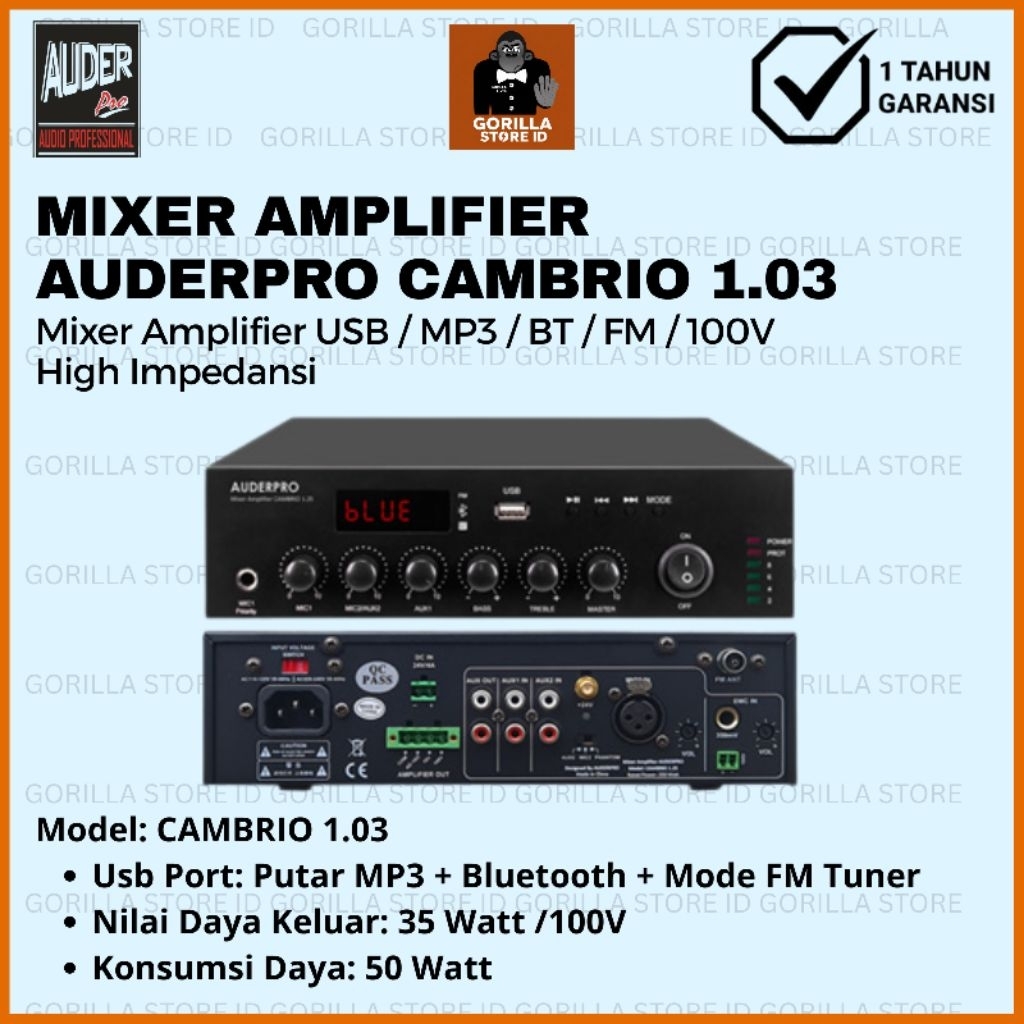 AUDERPRO MIXER AMPLIFIER MINI CAMBRIO 1.03