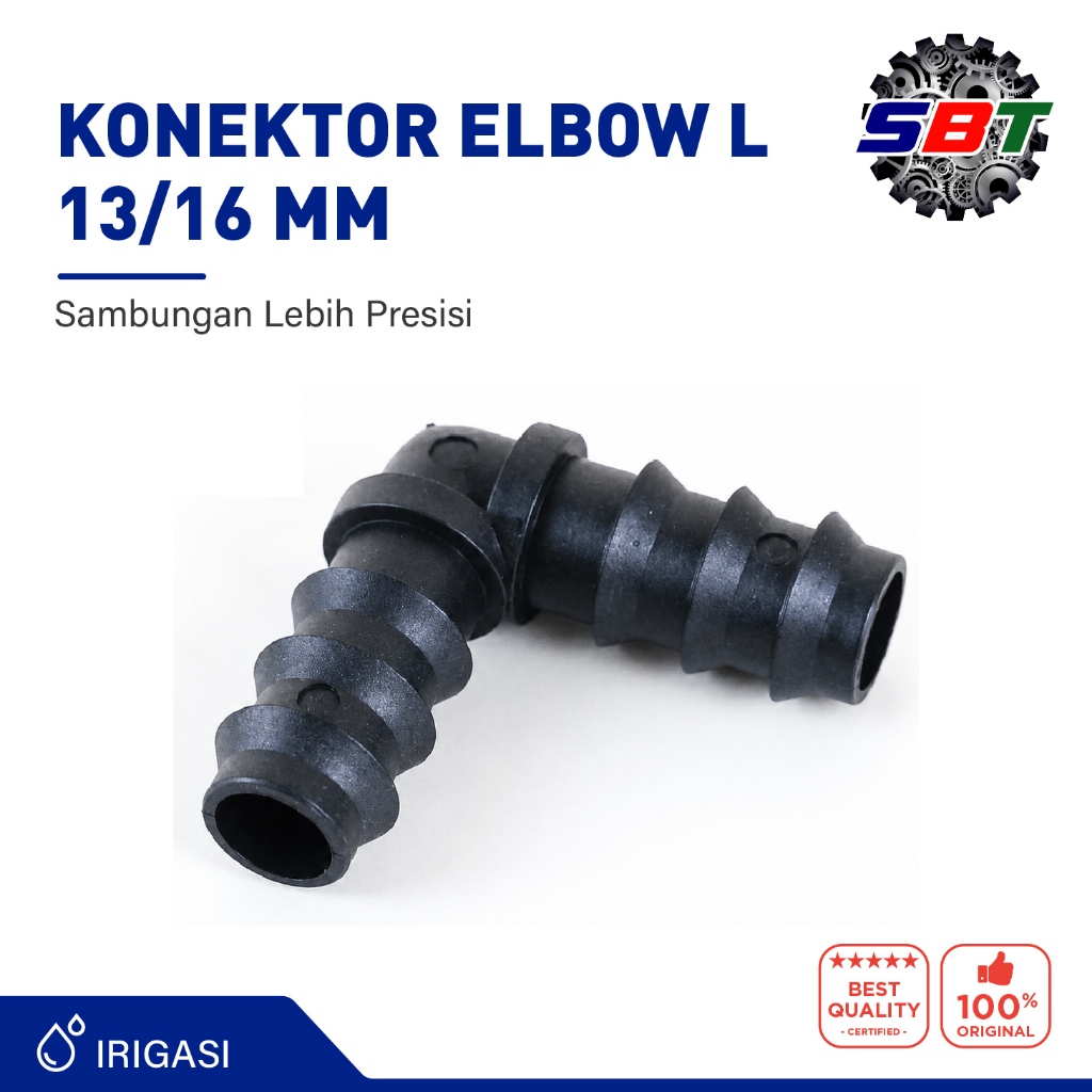 Konektor Elbow L 13/16 mm untuk Fitting Nepel Selang PE 13 x 16 mm – Sambungan Siku Irigasi Kebun Ta