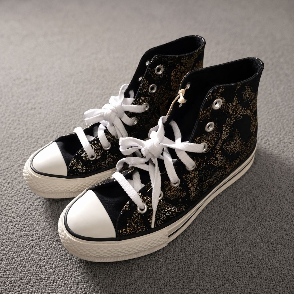 sepatu Converse wanita lift black gold barang Nos a01513c