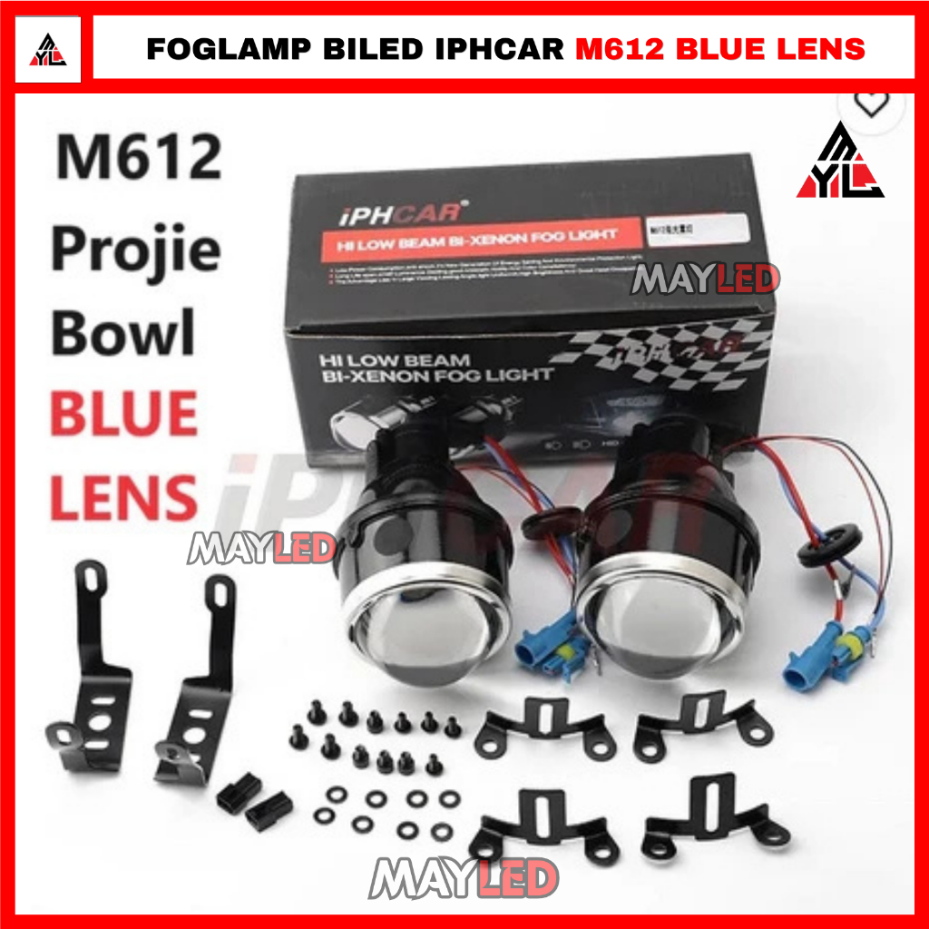 M612 IPHCAR Biled Foglamp Projector Bowl Blue Lens 3 Inch 3" HID LED Mobil Rumah Projie Proji Bowl