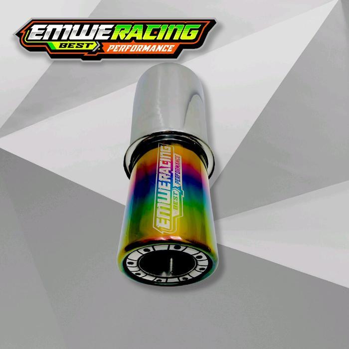 Knalpot Mobil Emwe Racing Gronel Sedet Bor Pelangi Full Stenlis Ngebas Adem Bulet Empuk Gahar Bass