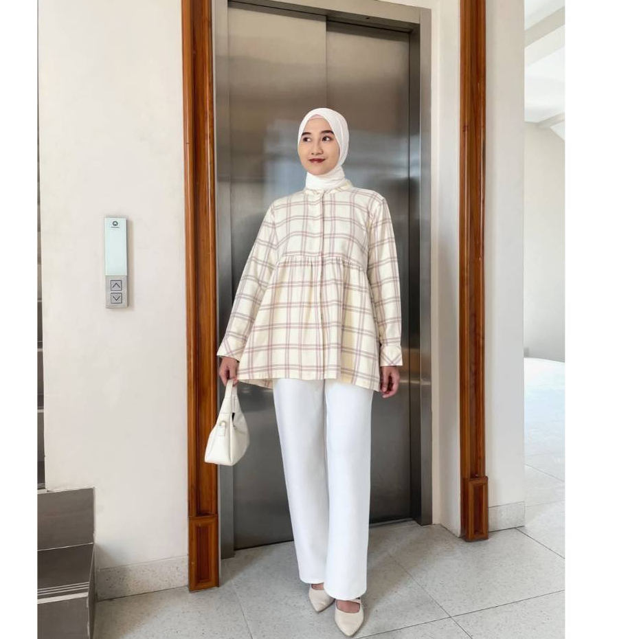 Nurama Namira Blouse Kemeja Atasan Wanita Babydoll Flanel Kotak kotak - A19 FLANEL