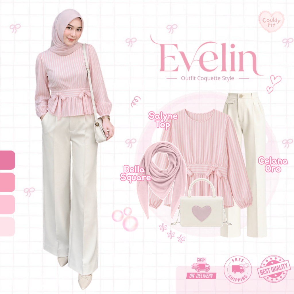 OOTD Remaja Ala Korea Kekinian I  Hijab + Salyne Top + Celana Oro  Outfit Coquette| Daily Outfit | O