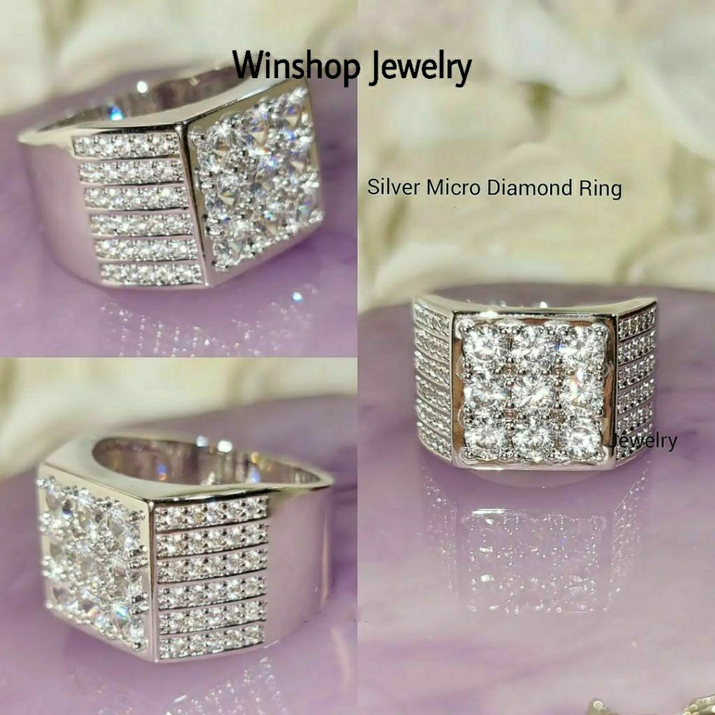 Cincin Berlian Pria Cincin Perak Silver Cincin Cowok Cincin Emas Putih Cincin Swarovski Cincin Pria 
