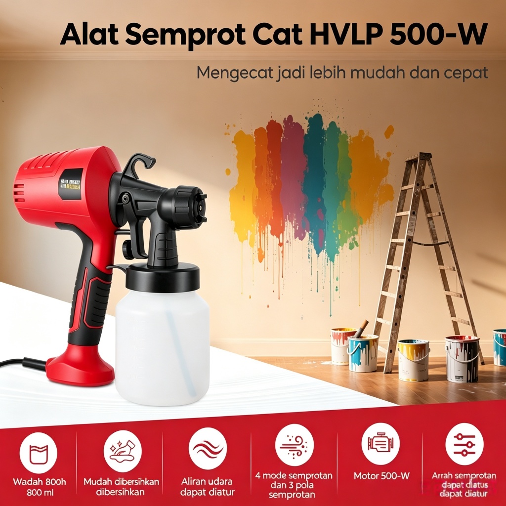 Electric Spraygun Cat Pistol Semprot Sprayer Gun Elektrik Listrik Alat Mesin Cat Tembok 800ml Alat M