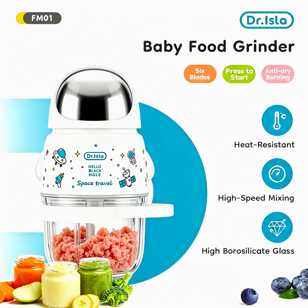 Dr.isla Blender Mpasi Bayi 8 Bilah Food Processor Blender Kaca Portabel Bpa Free 300ML FM01
