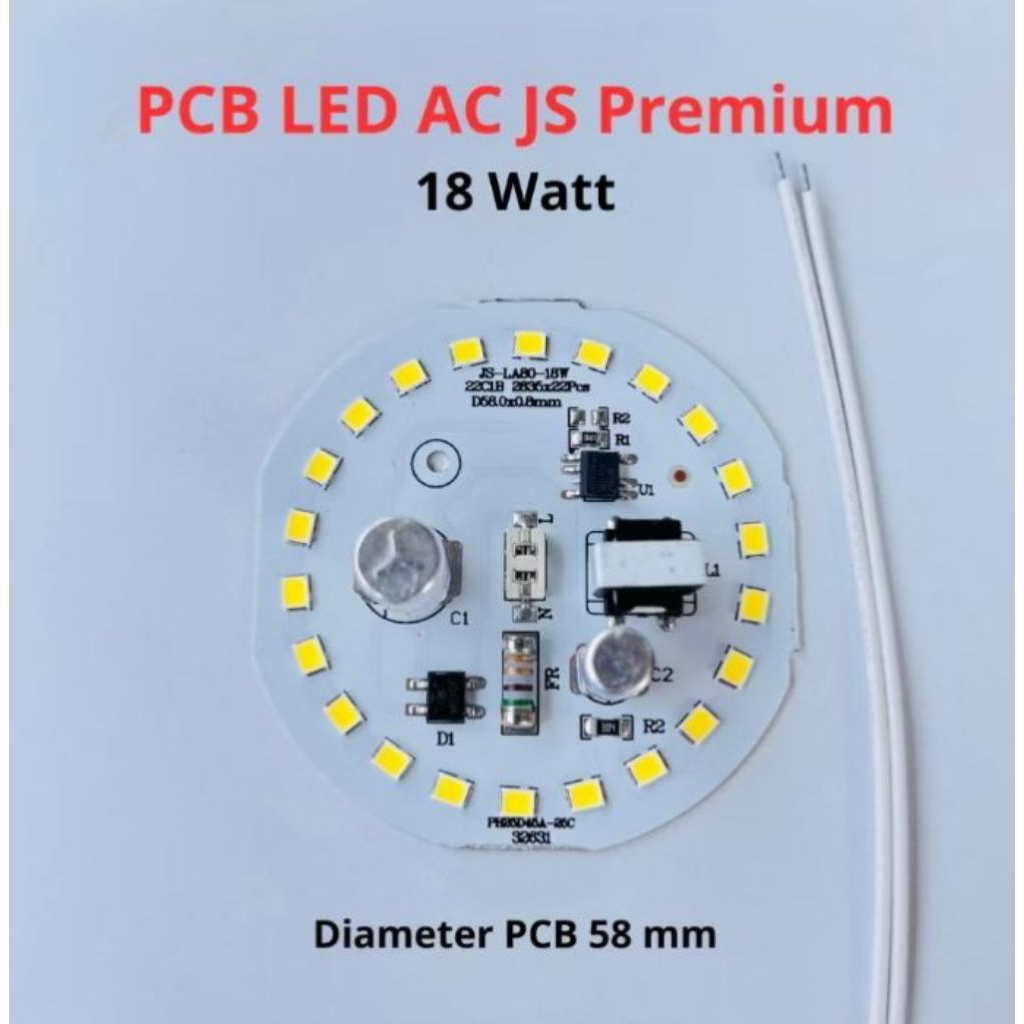 pcb lampu led 18watt JS cahaya putih diameter 58mm