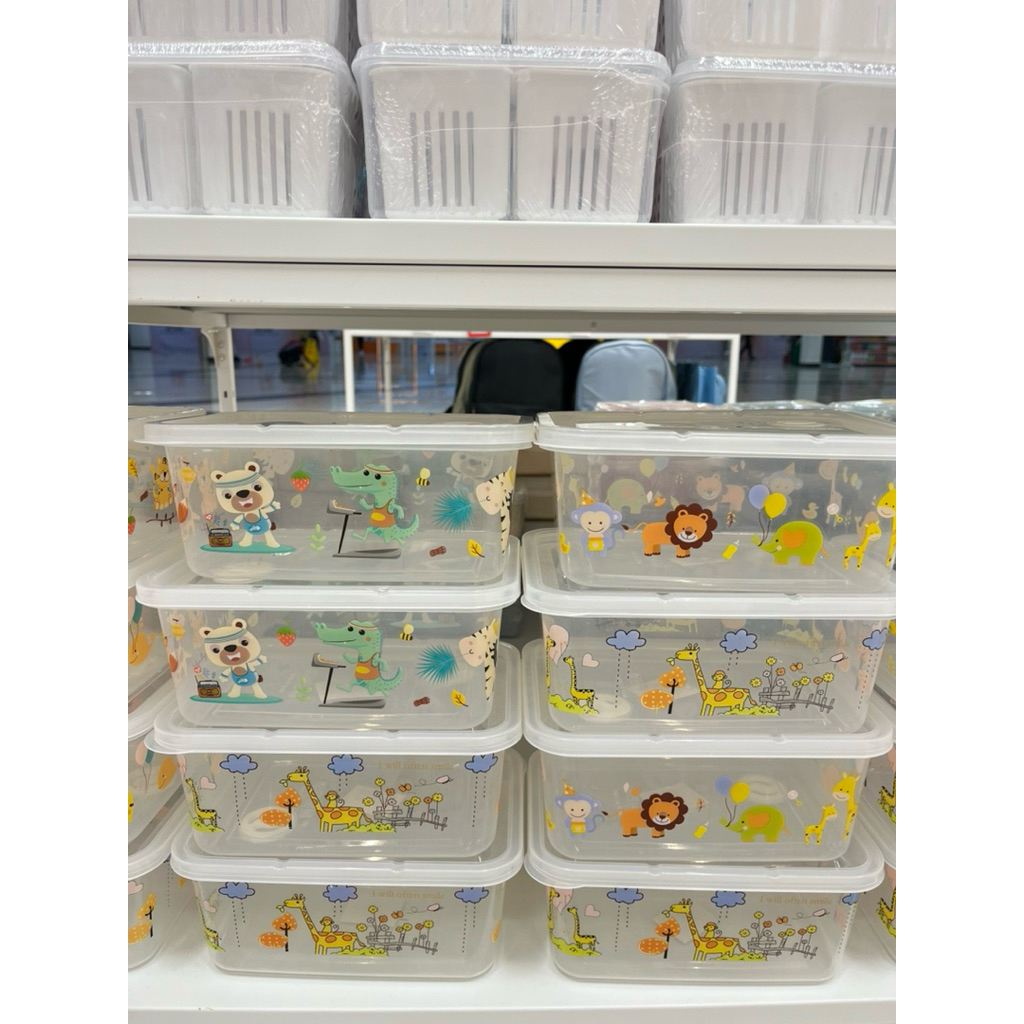 FOOD CONTAINER 2000ML PLASTIK FOOD GRADE/GOOD CONTAINER MOTIF ANIMAL/KOTAK PENYIMPANAN SAYUR TUTUP K