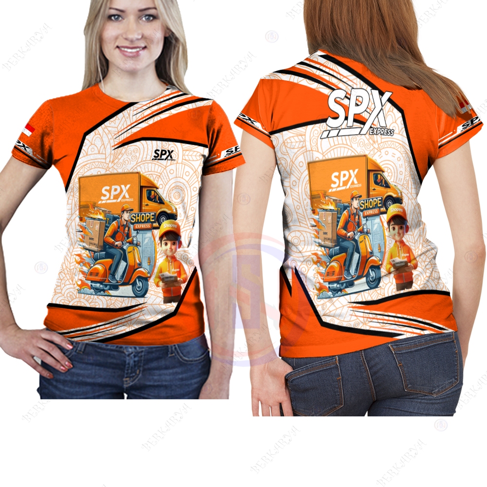 Atasan Baju Jersey SPX Express Lengan Pendek Kaos Shopee Xpress Bulat Fullprint Bisa Custom