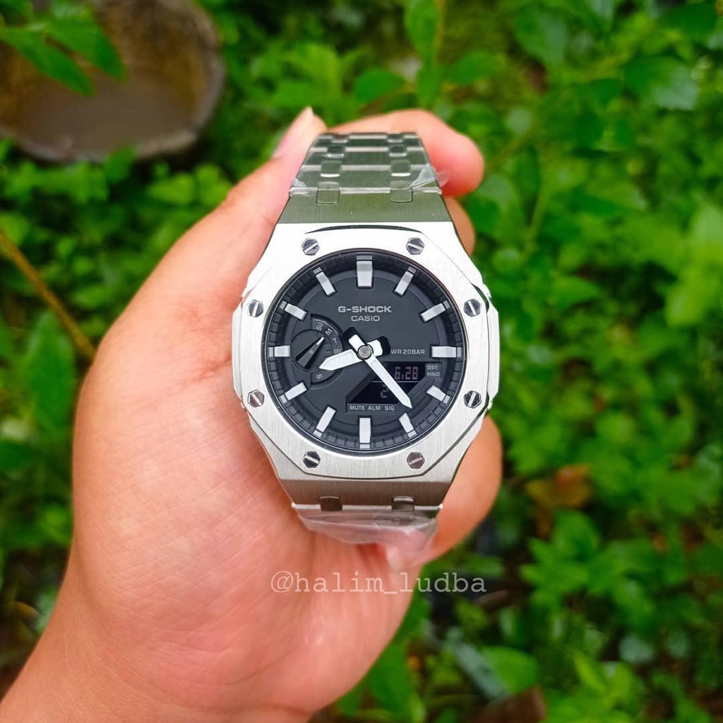 casio ap casio oak silver casio gshock ga2100 custom silver steel gen 3 casio g-shock ga-2100 origin