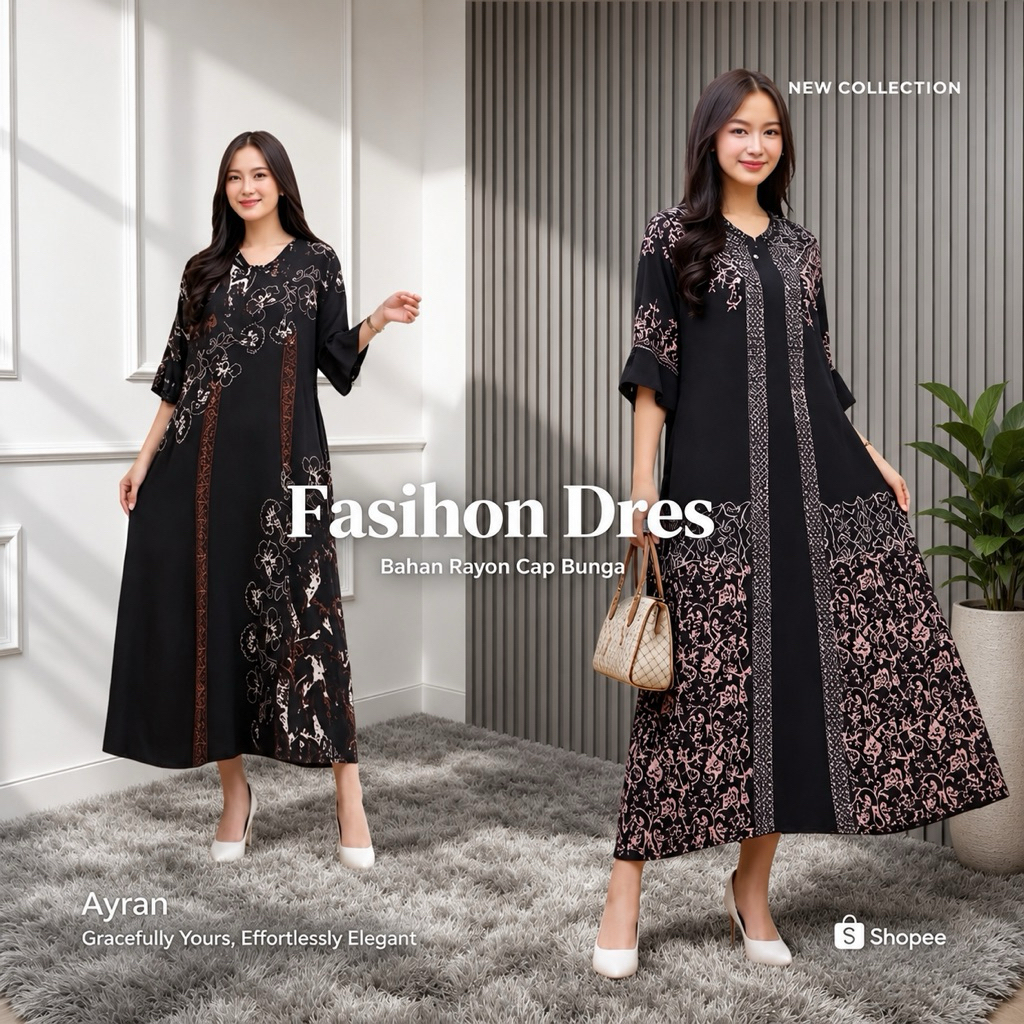 Ayran - Gamis Dress Busui Kekinian Tali Samping Rayon Premium Gamis Dres Muslim Bumil
