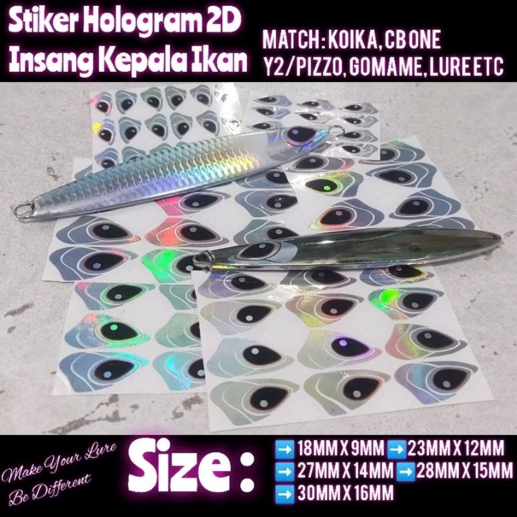 STICKER HOLOGRAM INSANG KEPALA IKAN 2D STIKER JIG MAKER LURE MAKER [ACS2D11]