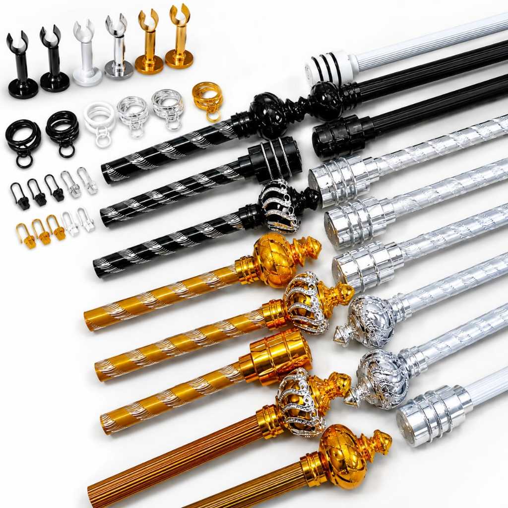 Batang Gorden Besi Full Set alumunium tirai gulung 50–200cm Diameter 23mm | Rel & Tiang Gorden | Tut