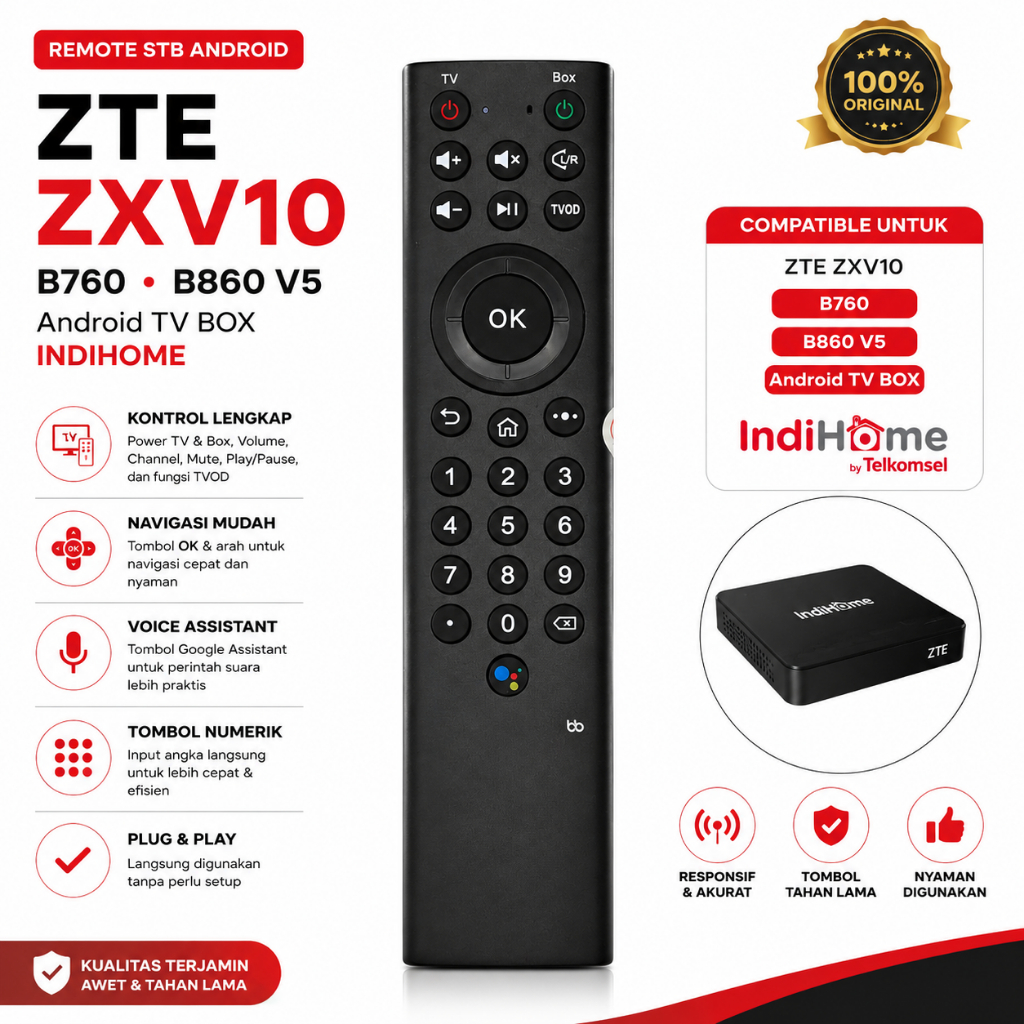 Remot Remote STB Android ZTE ZXV10, B760, B860 V5 Android Tv BOX INDIHOME