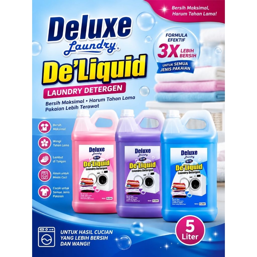 CUCI BAJU BANYAK GAK PAKAI MAHAL Deterjen Deluxe Laundry De'Liquid 5 Liter termurah dan terlaris