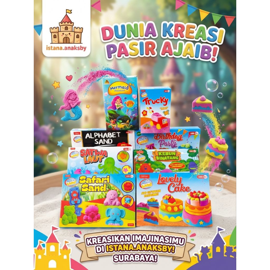 mainan anak pasir pasir ajaib / magic sand mainan pasir ajaib + cetakan hewan / cetakan angka pasir 