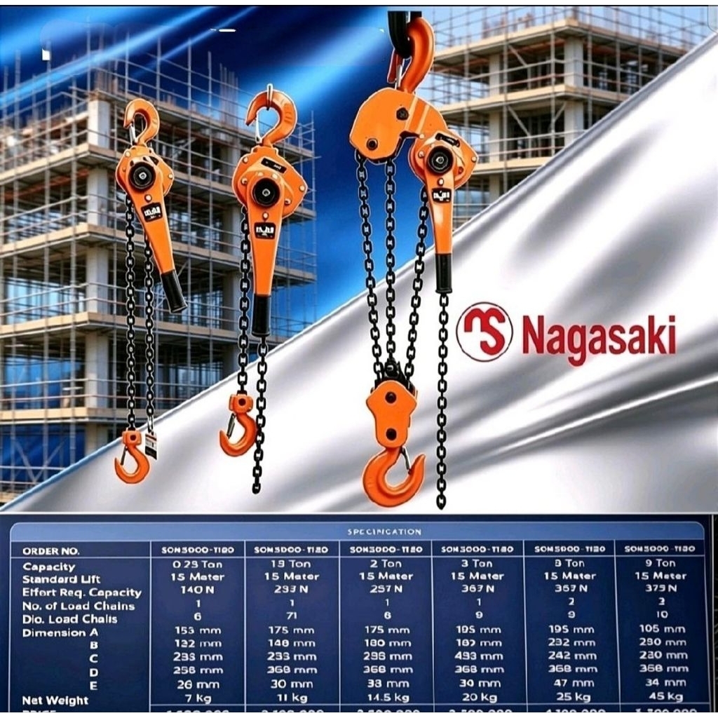 chain lever block Nagasaki 9ton x 1.5meter