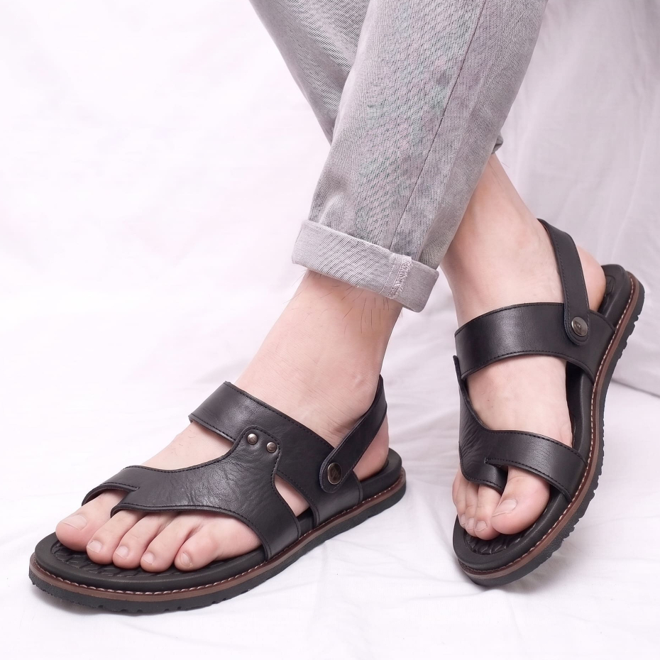 Sandal kulit asli pria kasual kekinian ukuran 39-44 - RIOT TEVEZ