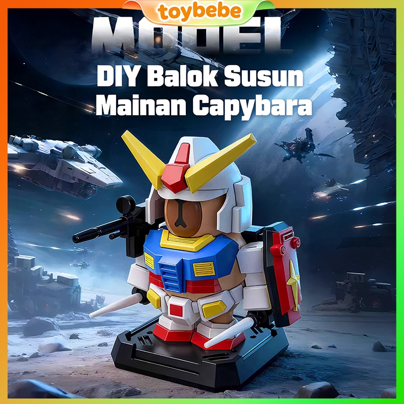 [COD]DIY Capybara Gundam Figure Non Magnetic ABS Plastik 13cm Koleksi Pajangan Lucu/DIY Balok Susun 