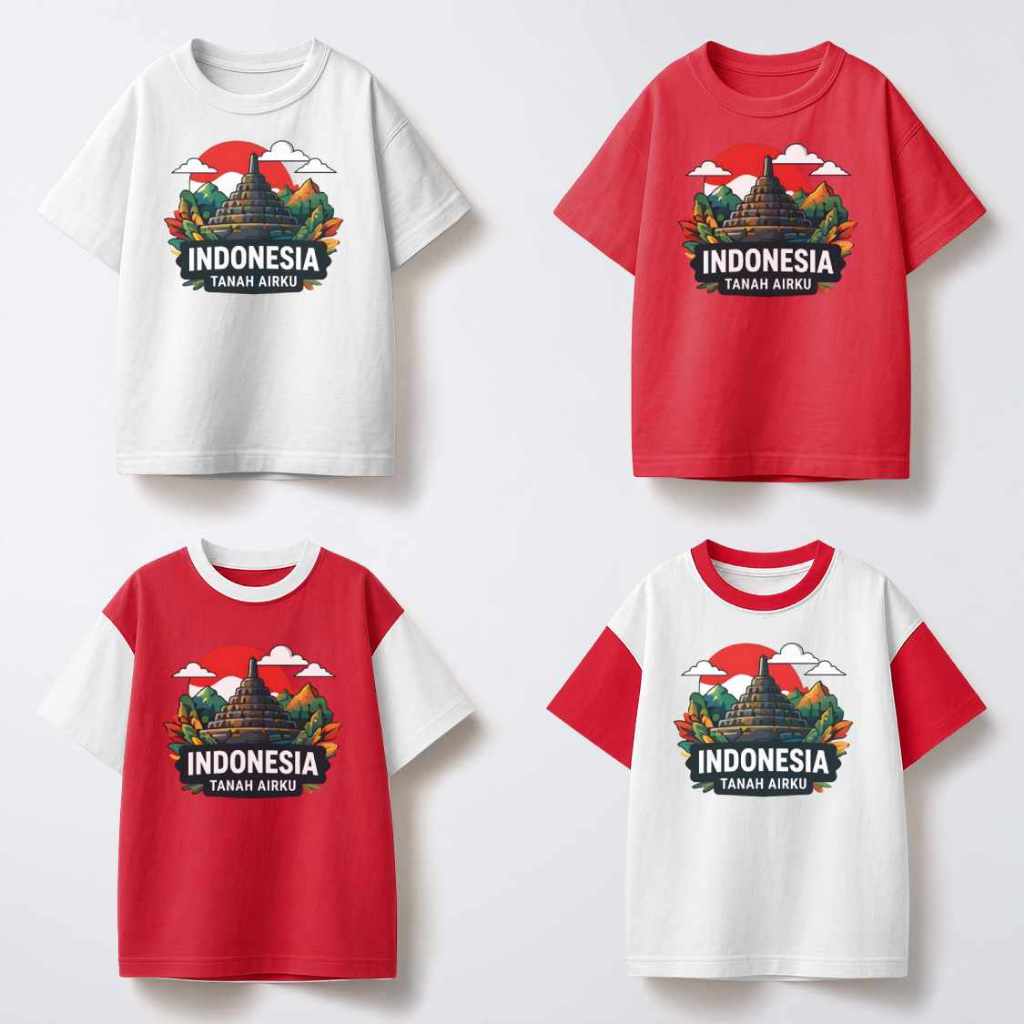 Aryboo Kidswear - Kaos Anak Agustusan Premium Anak Laki Perempuan 1-12 Tahun Katun Tebal 24s AR2434
