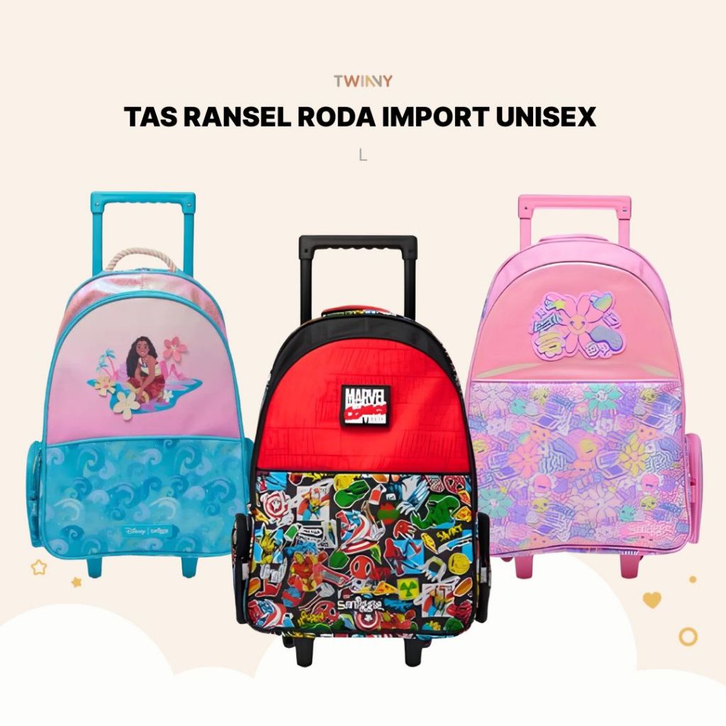 TWINNY KIDS - Tas Ransel Roda Smiggle Import Anak Unisex Laki-Laki & Perempuan