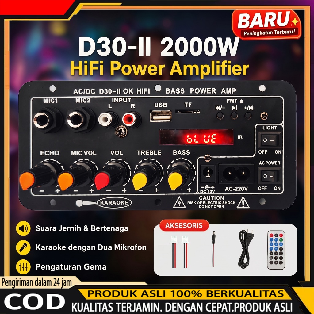 2000W Amplifier Bluetooth Modul Power Super Bass 12V 24V 220V Terbaik. Speaker Aktif Rakitan Untuk M