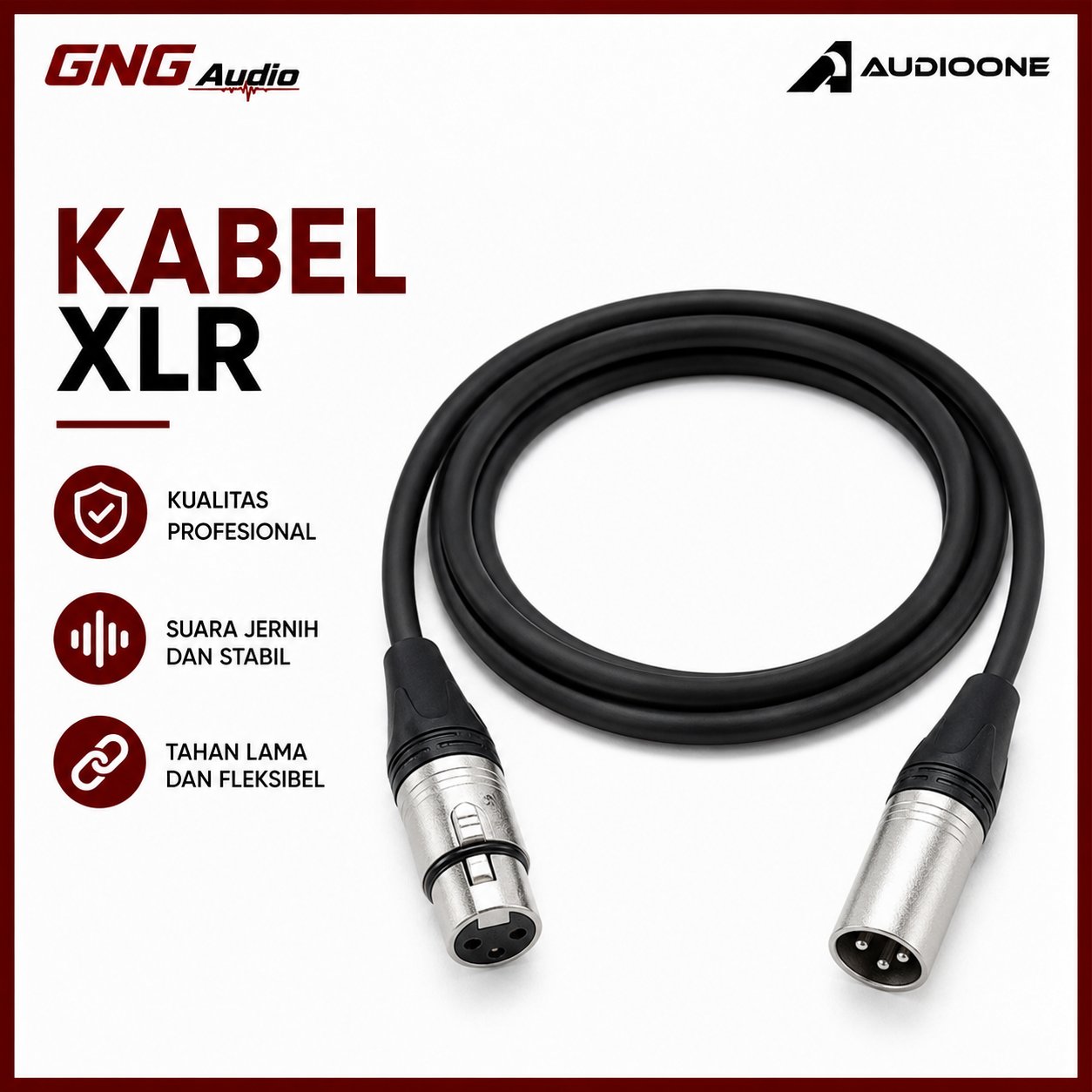 Kabel Audio XLR Male to Female Original – Untuk Mixer, Speaker, Mic, dan Amplifier | GNG AUDIO