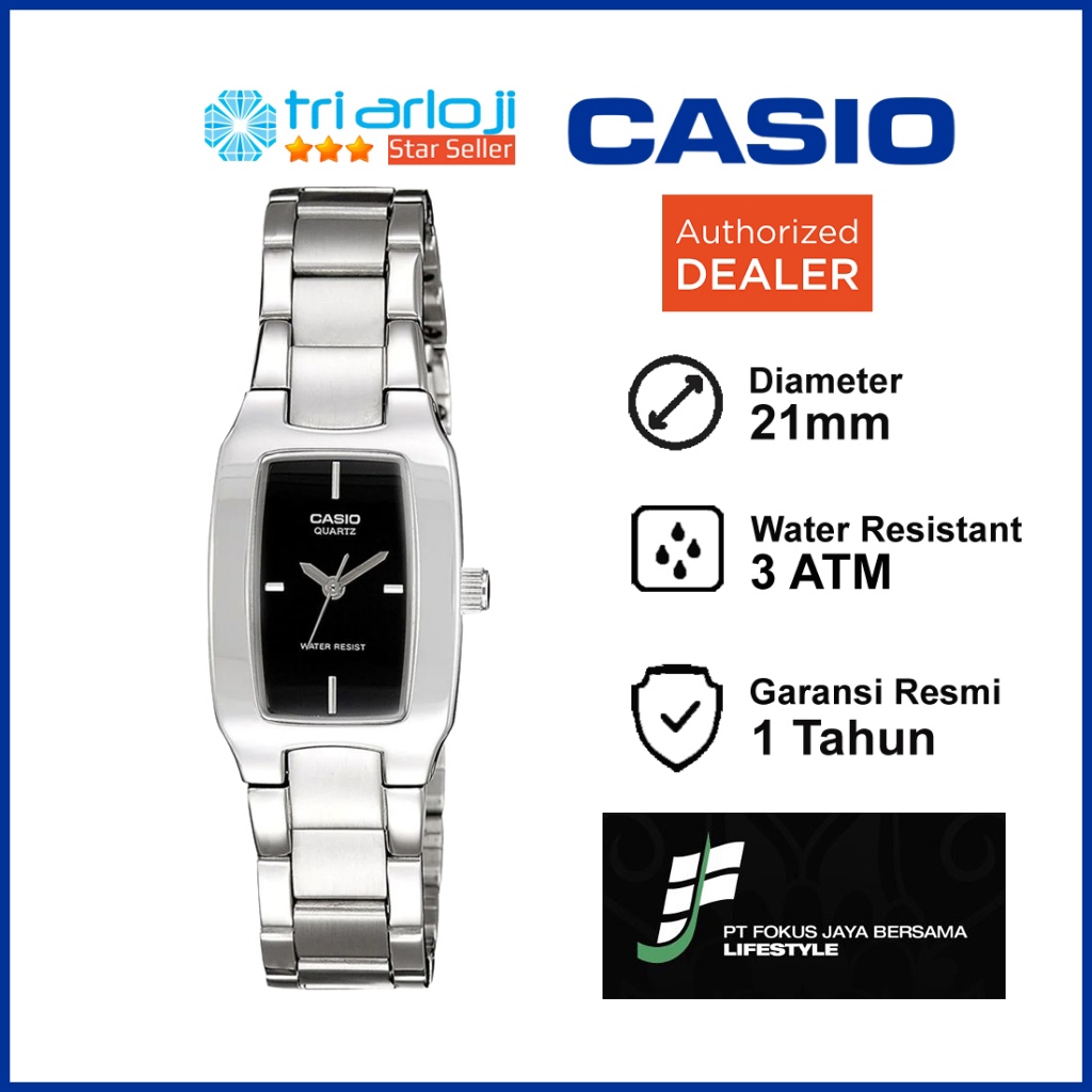 CASIO LTP-1165A-1CDF Jam Tangan Wanita Analog Stainless Putih Hitam LTP-1165A-1C LTP1165A