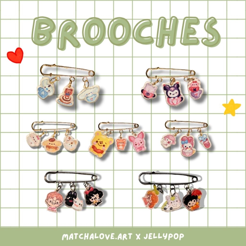 Jumbo Pin Brooch (Sanrio, winnie the Pooh, Ghibli)