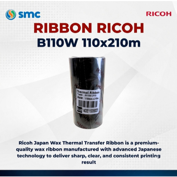 Ribbon Ricoh B110W Wax Japan 110mm x 210m FO Core 1 Inch