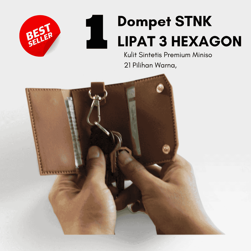 Dompet Gantungan Kunci STNK Mobil dan Motor Model Lipat 3 Heksagon/ Gantungan Kunci Motor Mobil PU L