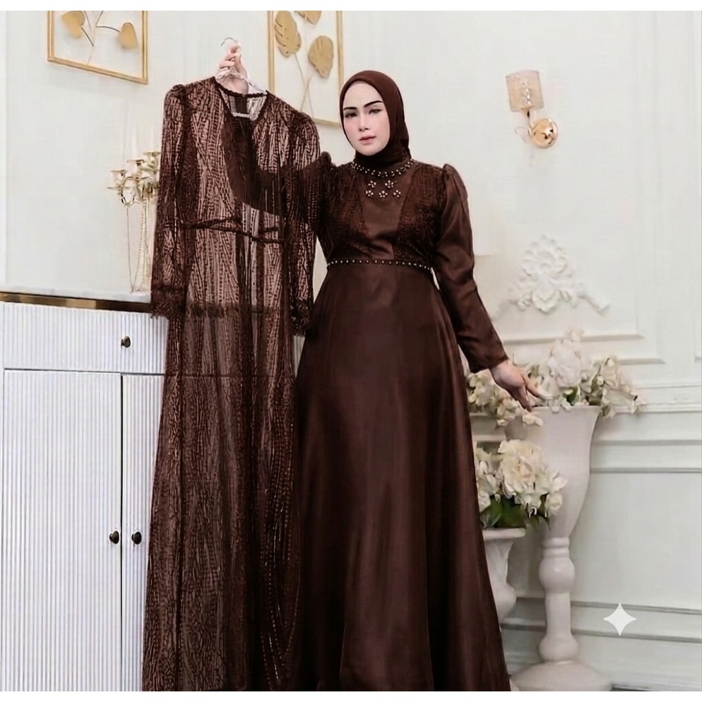 Gamis Bianca Beludru mix Brukat spangel Mewah Elegent Dress Brukat Kondangan Lebaran Wanita Muslimah