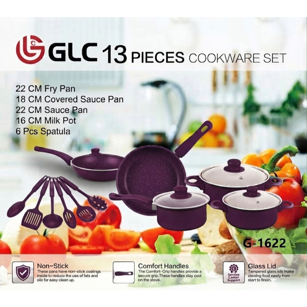 Panci Set Spatula GLC G1622 13 pieces cookware set serbaguna