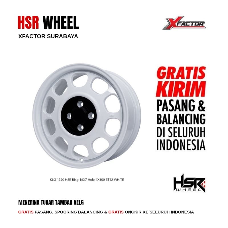 VELG MOBIL R16 HSR KLG 1390 HSR R16X7 4X100 ET42 WHITE 4 PCS VELG