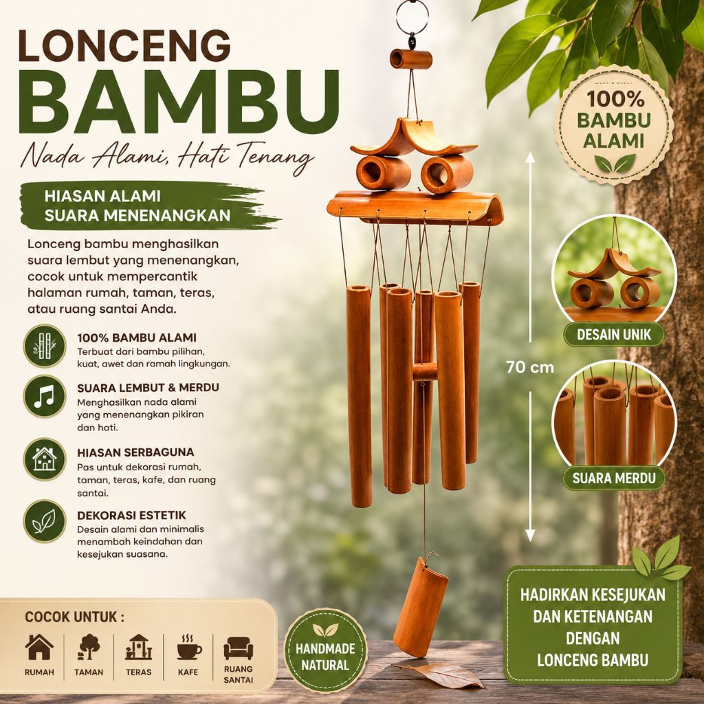 Lonceng Bambu Alami Lonceng Angin Bambu Lonceng Bambu Unik Murah