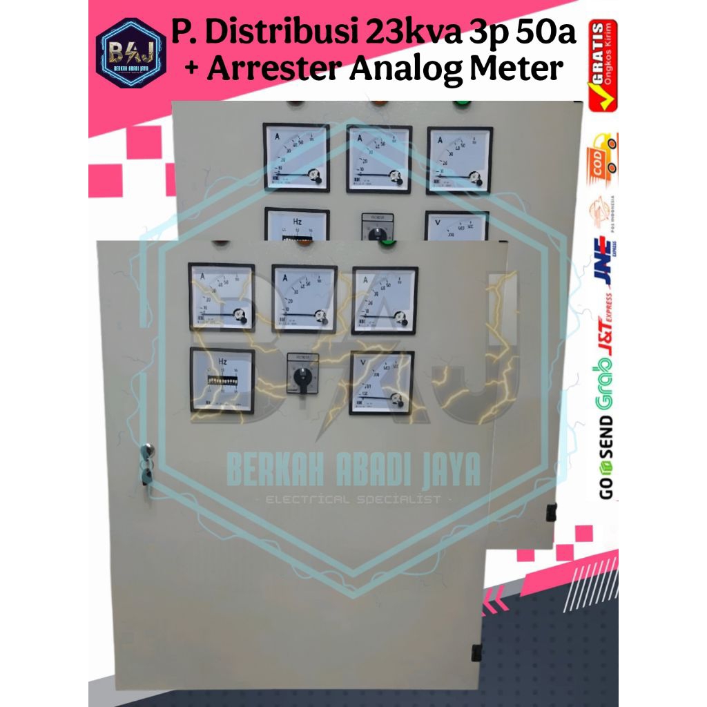 PANEL DISTRIBUSI 23KVA 3PHASE 50A + ARRESTER ANALOG METER