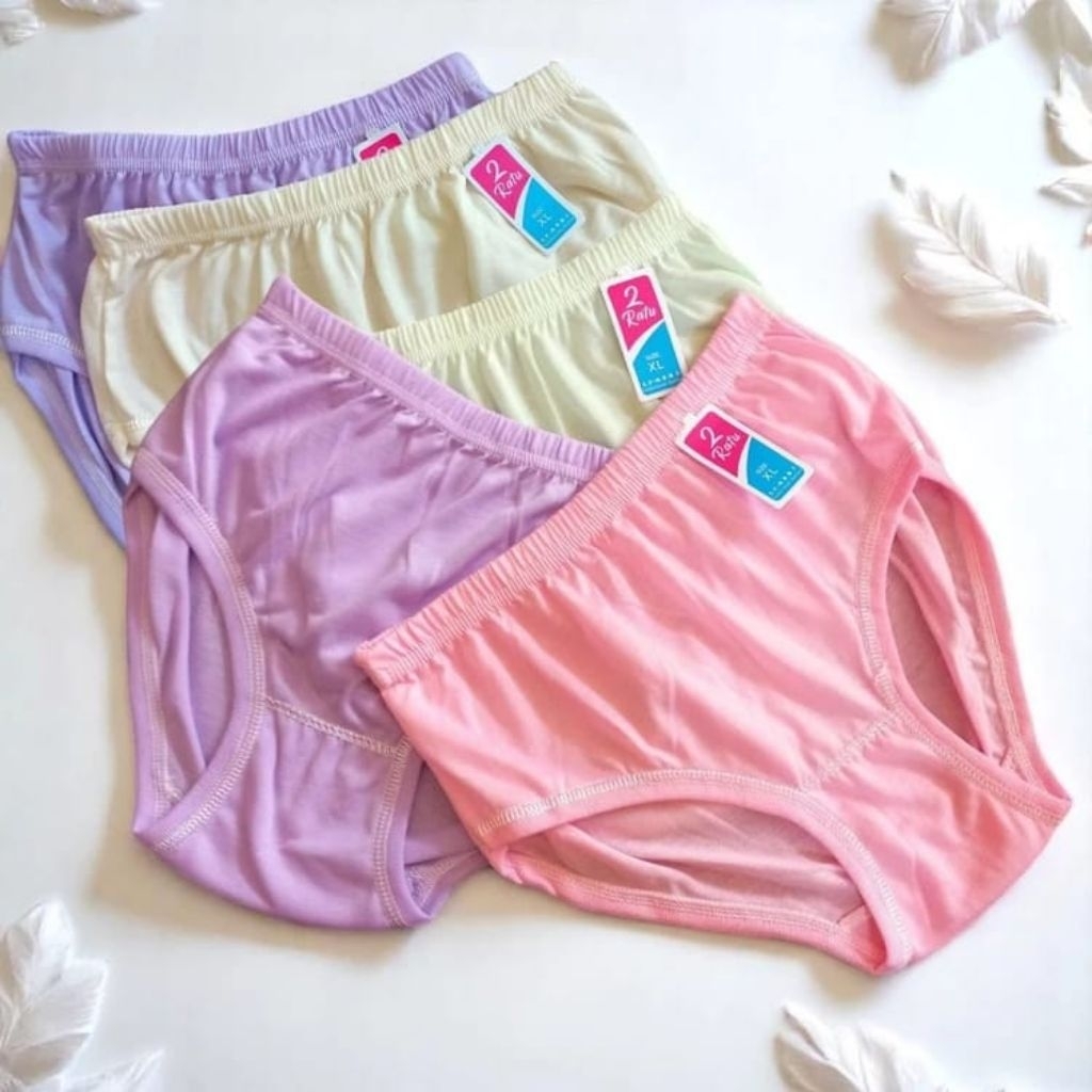 alleyah cd 1 ISI 6Pcs Celana Dalam Anti Bakteri Katun Rayon premium 2 ratu / 2 putri M-XXL