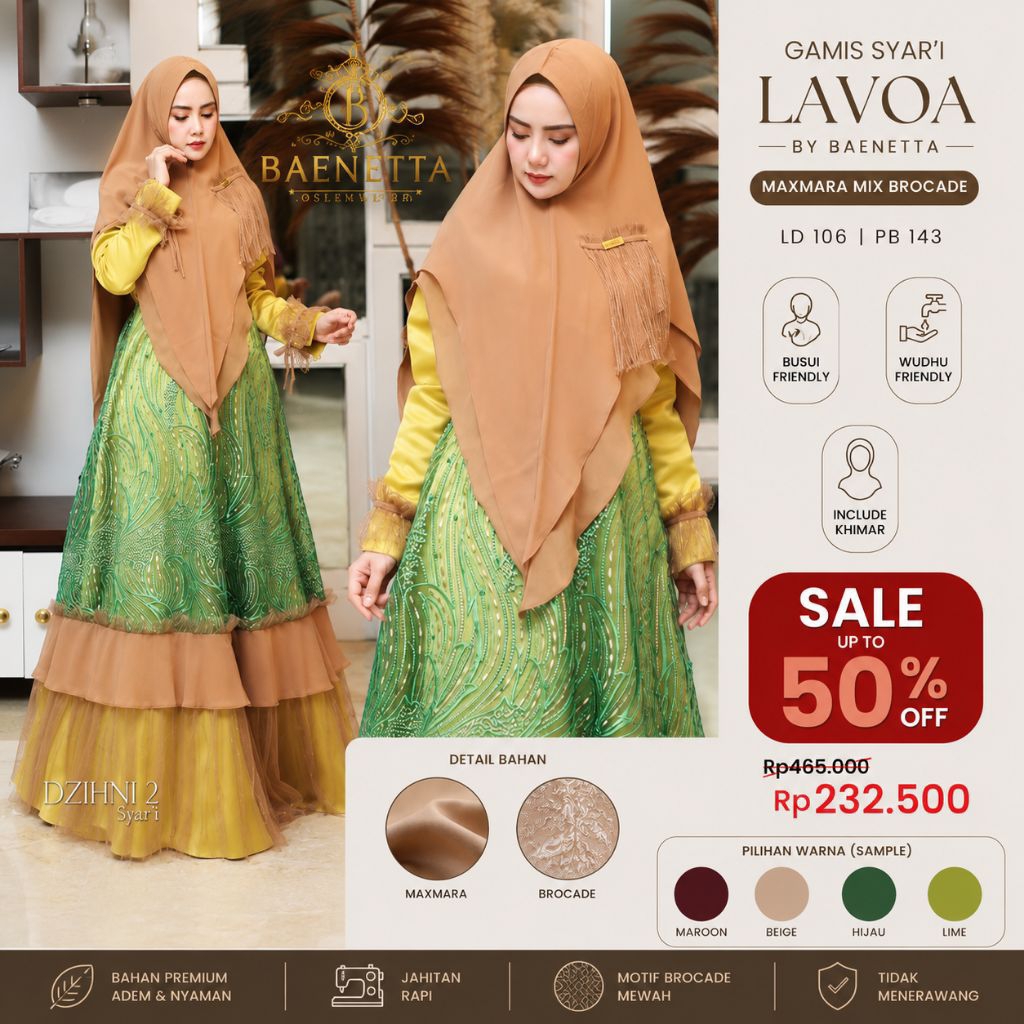 GAMIS SYAR'I DZIHNI 2 & 4 BY BAENETTA ORIGINAL SALE