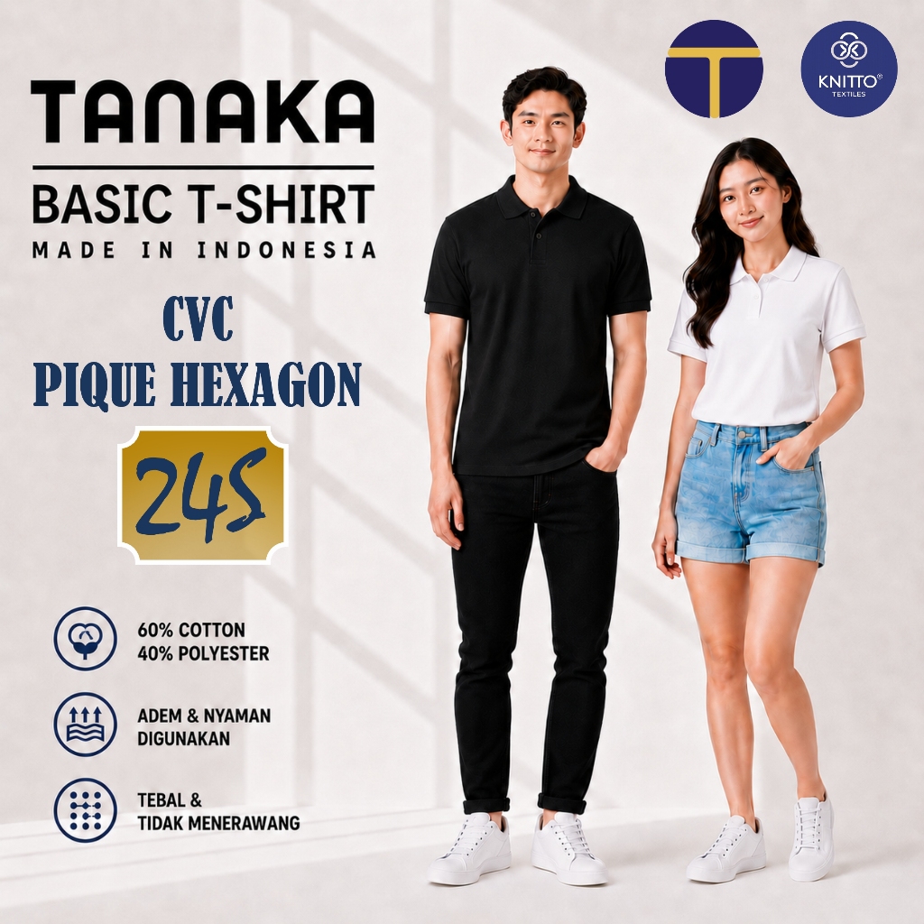 Polo Shirt Pique CVC 24S Lengan Pendek unisex