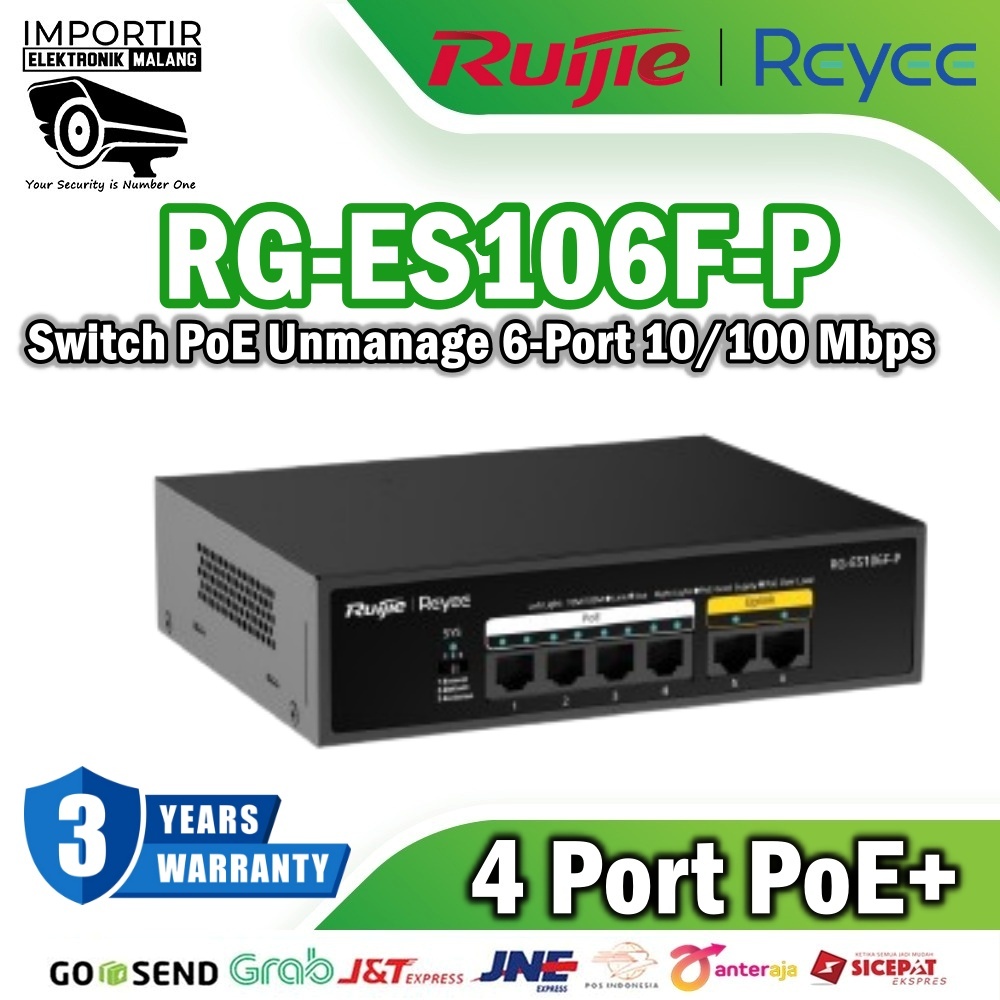 Ruijie RG-ES106F-P 6-Port 10/100 MbpsSwitch PoE Unmanage ES106F P ES106