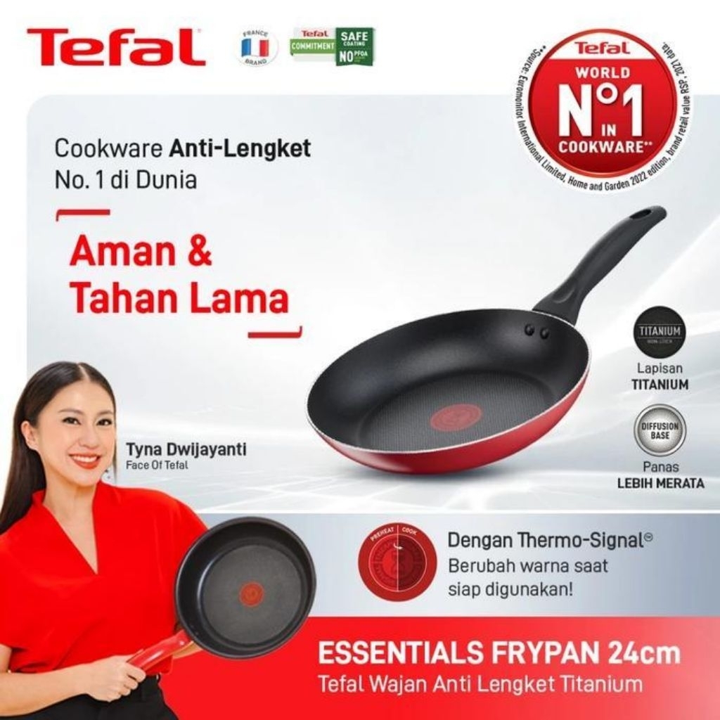 Frypan Tefal Essentials 24 Cm Wajan Penggorengan Teflon Tefal Essential 24Cm Anti Lengket