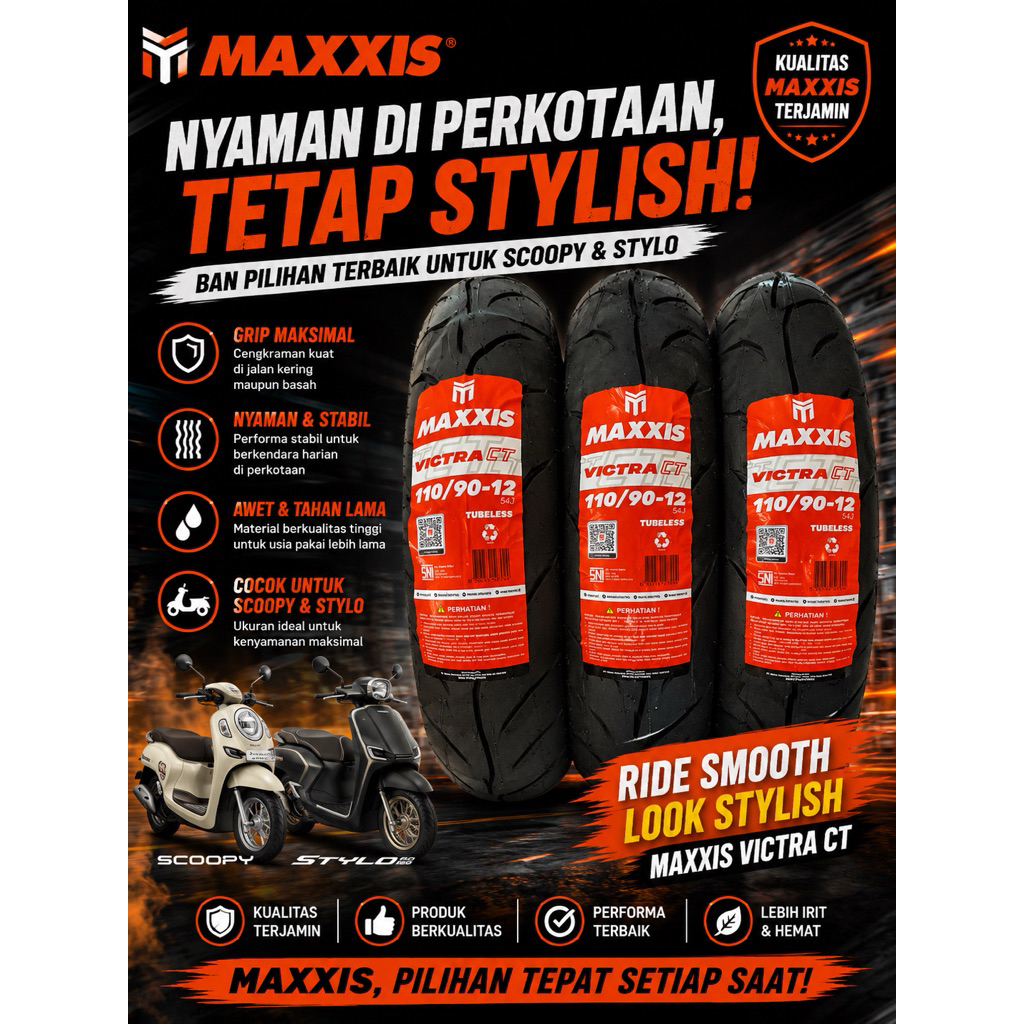 BAN MAXXIS RING 12 SCOOPY VICTRA CT SOFT COMPOUND YG LEBIH AWET
