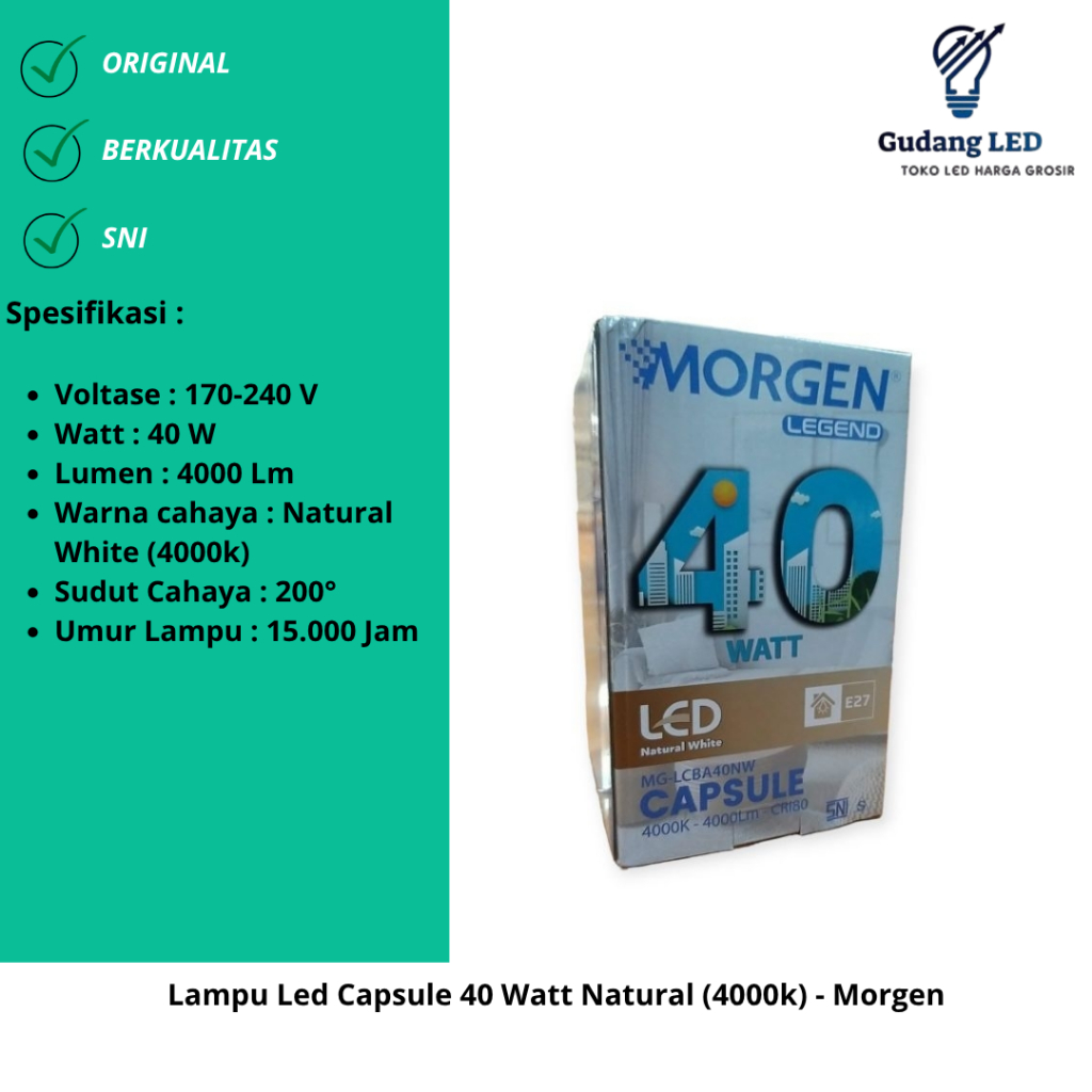 Lampu Led Capsule 40 Watt Natural (4000k) - Morgen