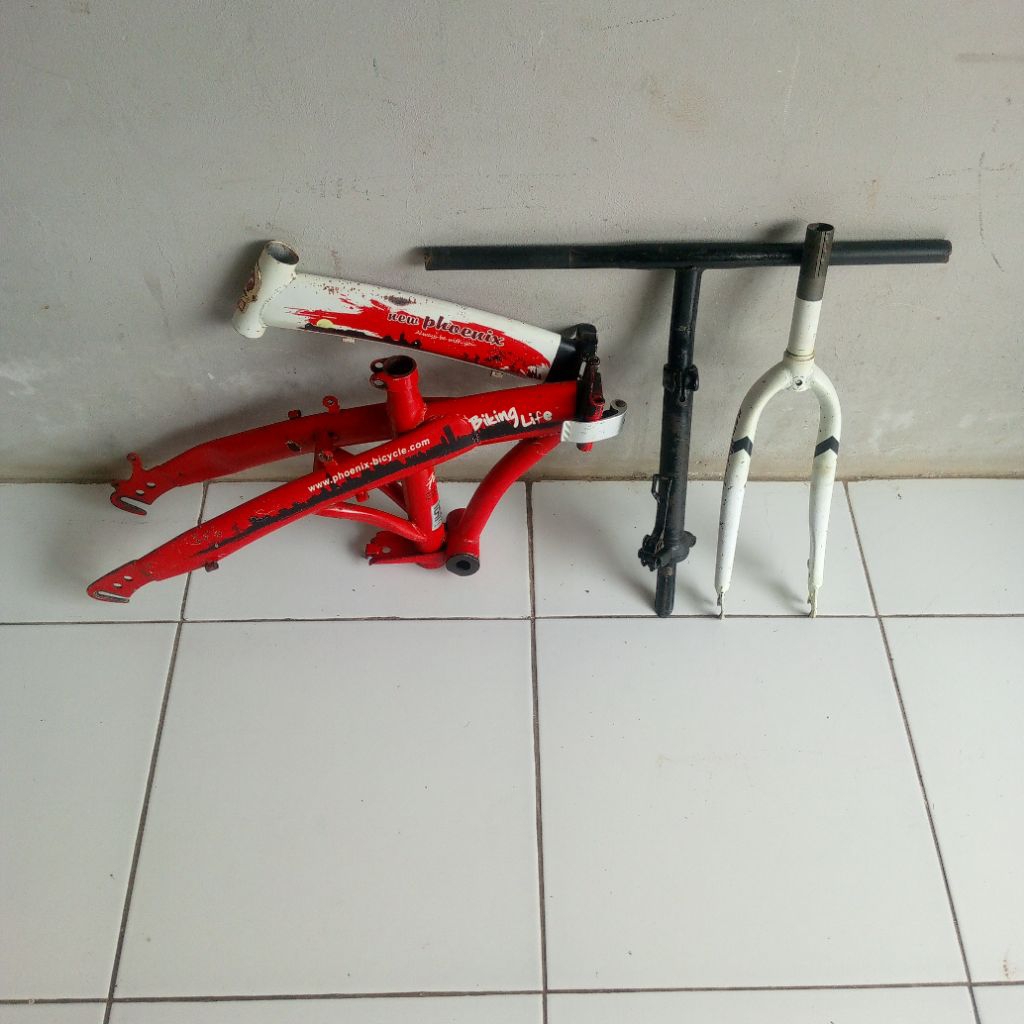 Frame,Fork,stem& handlebar Sepeda lipat Phoenix 20 inch.dudukanremcakram(discbrake )copotan