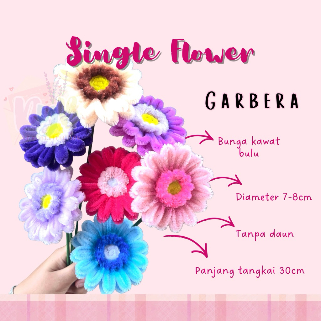 Bunga kawat bulu Garbera / Garbera Single Flower