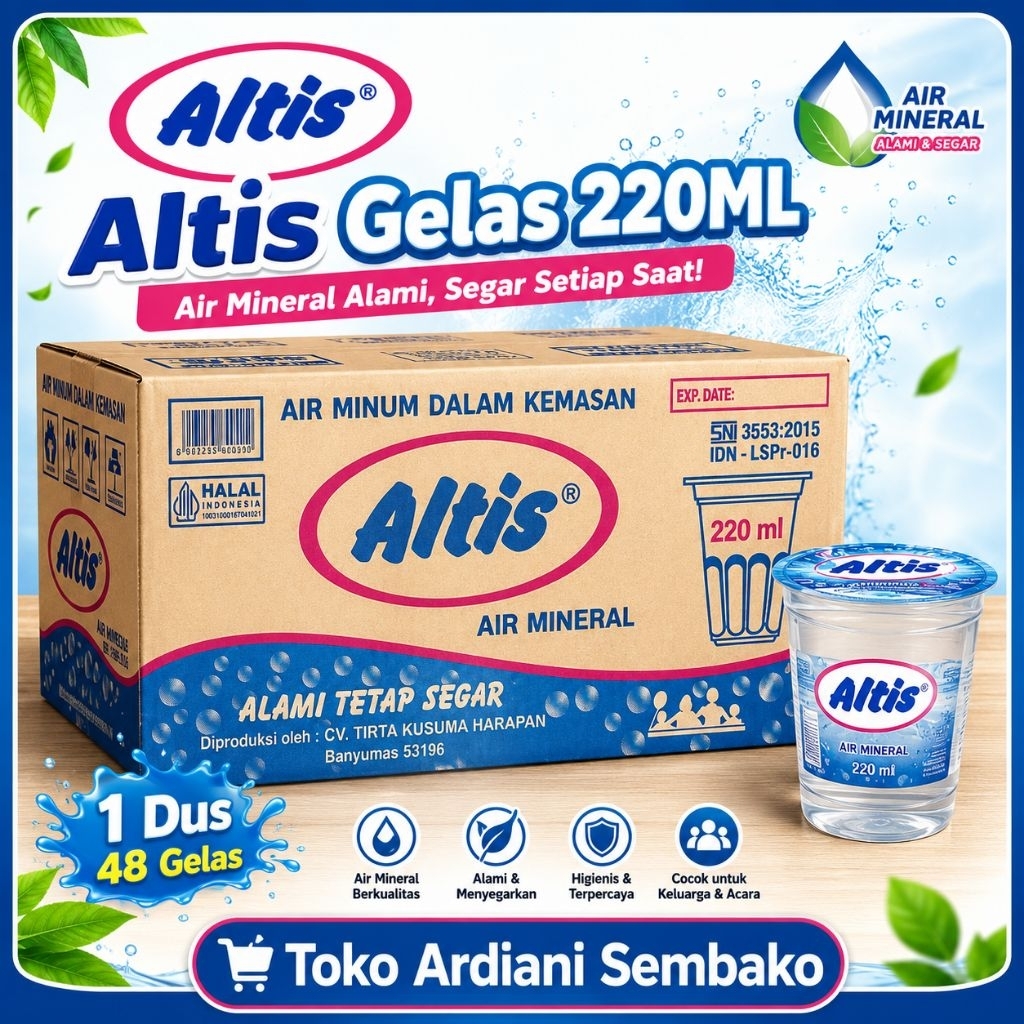 AIR MINERAL ALTIS GELAS 220ML 1 DUS ISI 48 GELAS