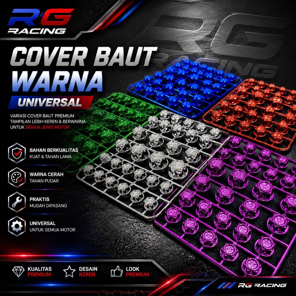 SentralVariasi TERBARU COVER TUTUP BAUT PROBOLT WARNA / MONEL BAUT 8,10,12,14 DLL PEMANIS BAUT WARNA